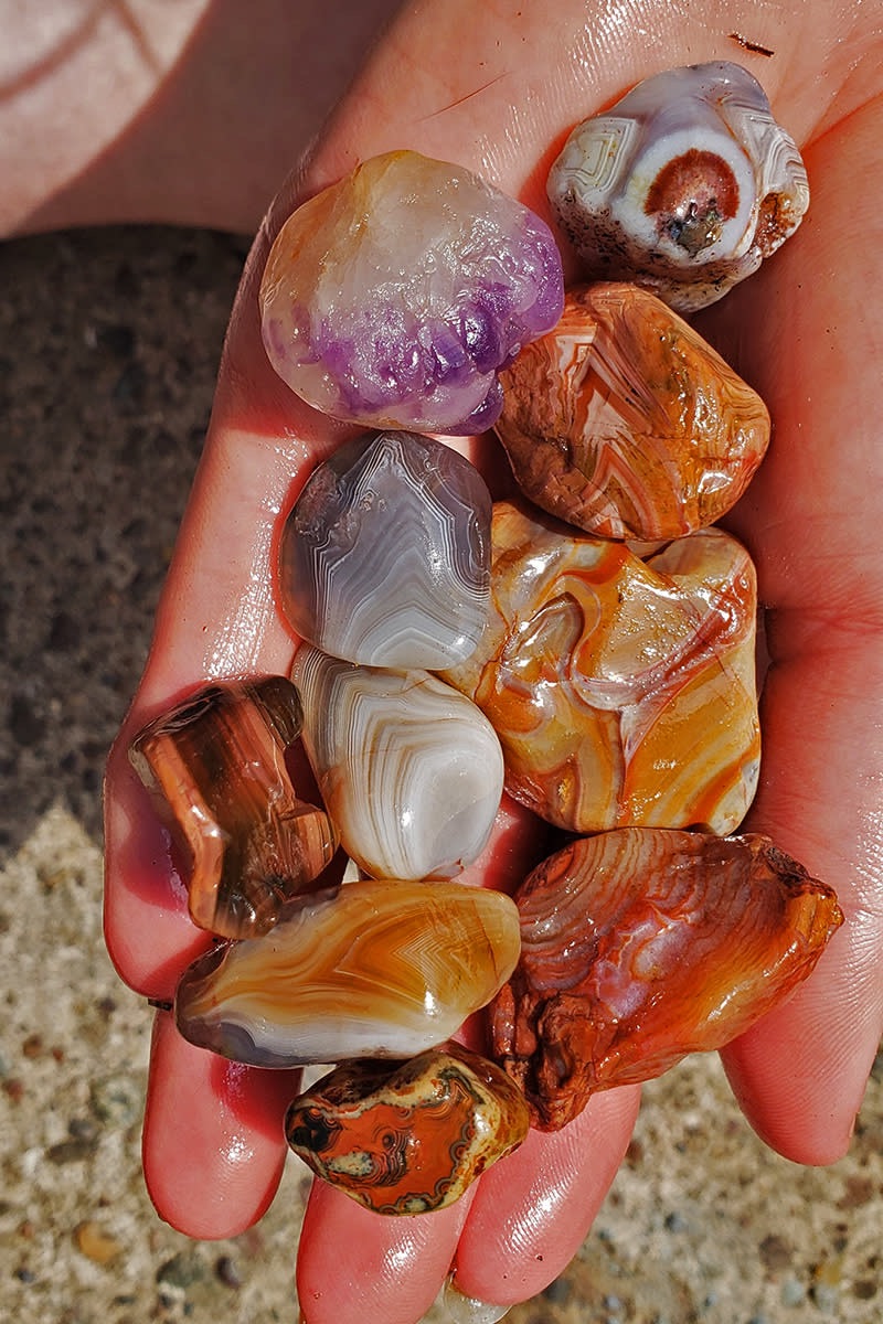 A handful of polished Lake Superior agates
